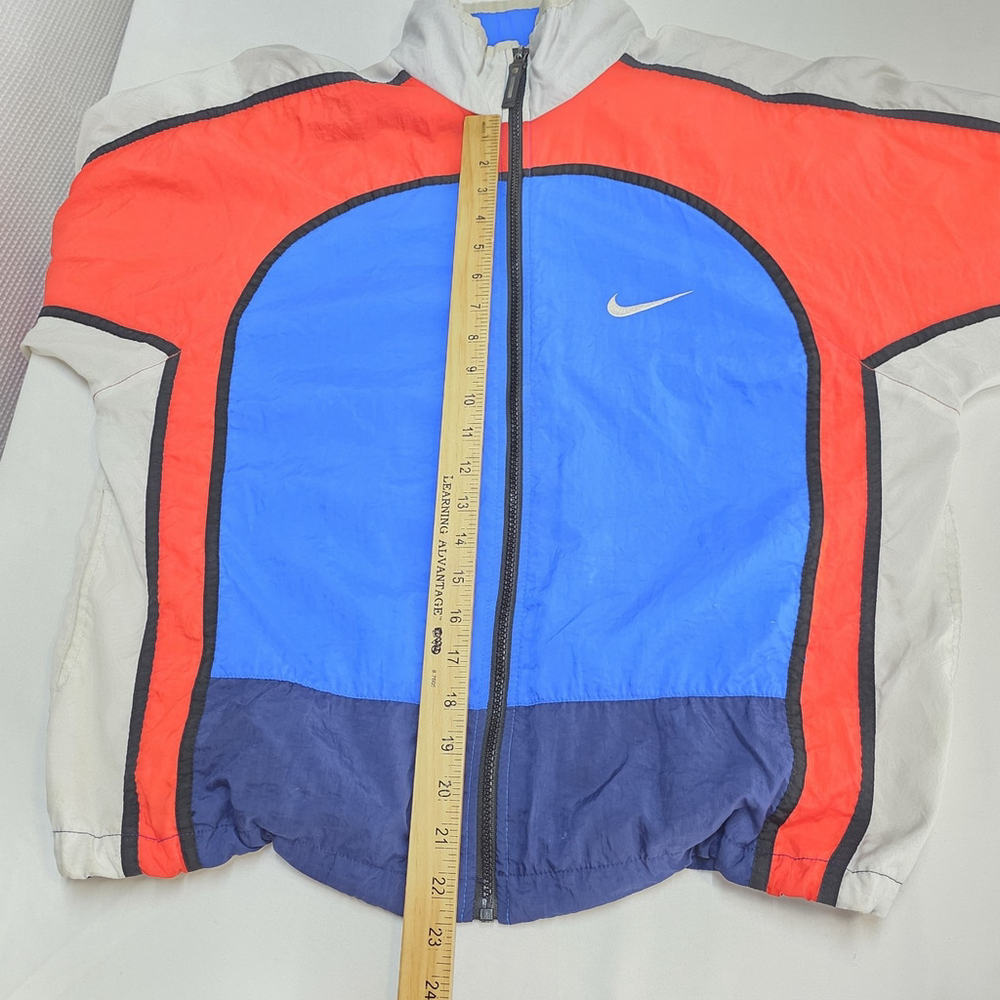 90s Nike Colorblock Windbreaker Youth L Red White Blue Track Jacket Vintage - Picture 7 of 12